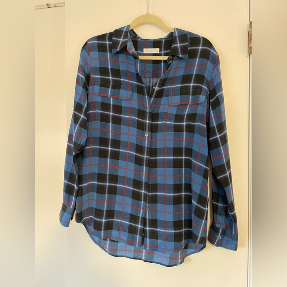 Equipment Femme 100% Silk Plaid Button Down Size M - Picture 1 of 2